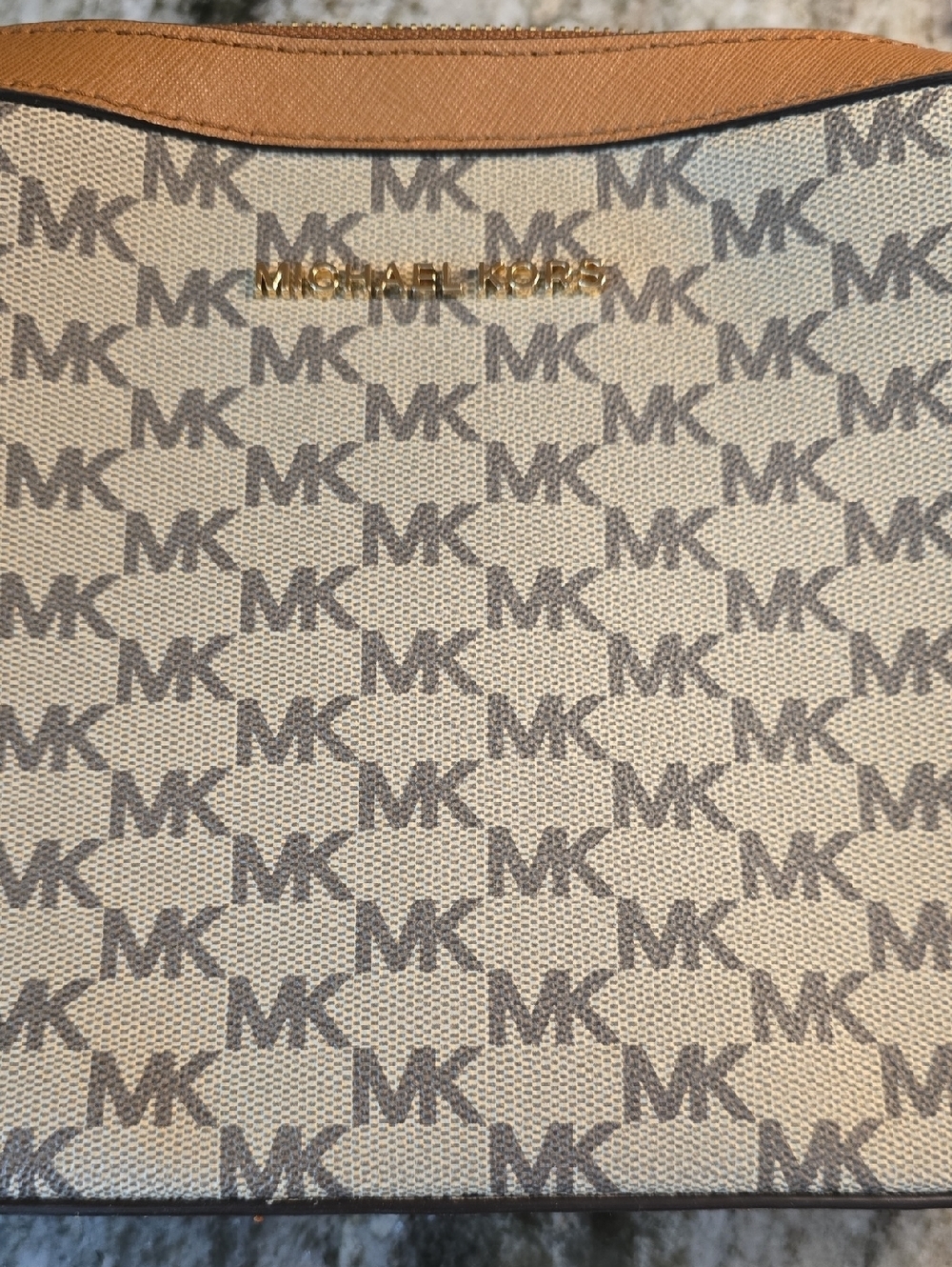 Michael Kors Beige/Brown MK Logo Crossbody - Picture 3 of 3